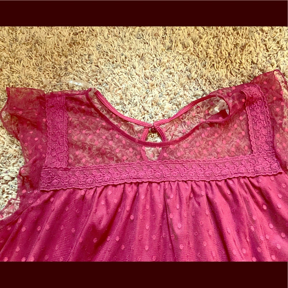Maroon polka dot dress shirt